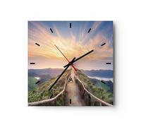 Reloj de Pared 30x30cm Reloj de Vidrio Sendero Montaña Azores Silencioso