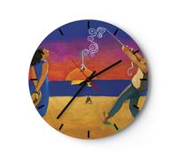 Reloj de Pared 30x30cm Reloj de Vidrio Símbolo Amor Surrealismo Silencioso
