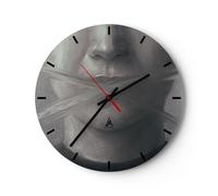 Reloj de Pared 30x30cm Reloj de Vidrio Símbolo Boca Discurso Silencioso