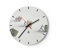 Reloj de Pared 30x30cm Reloj de Vidrio Símbolo Bola Cubo Silencioso Decorativo