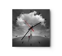 Reloj de Pared 30x30cm Reloj de Vidrio Símbolo Escalera Cielo Silencioso
