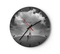 Reloj de Pared 30x30cm Reloj de Vidrio Símbolo Escalera Cielo Silencioso