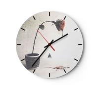Reloj de Pared 30x30cm Reloj de Vidrio Símbolo Rosa Sufrimiento Silencioso