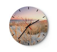 Reloj de Pared 30x30cm Reloj de Vidrio sol pájaros arena Silencioso Decorativo