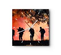 Reloj de Pared 30x30cm Reloj de Vidrio soldado rifle Silencioso Decorativo