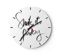 Reloj de Pared 30x30cm Reloj de Vidrio Sonríe yo mismo viernes Silencioso