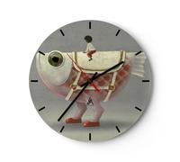 Reloj de Pared 30x30cm Reloj de Vidrio Surrealista Pescado Niño Silencioso
