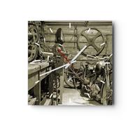 Reloj de Pared 30x30cm Reloj de Vidrio taller motor Silencioso Decorativo