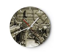 Reloj de Pared 30x30cm Reloj de Vidrio taller motor Silencioso Decorativo