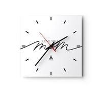 Reloj de Pared 30x30cm Reloj de Vidrio Te quiero mamá Silencioso Decorativo