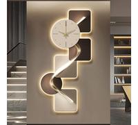 Reloj de pared 3D con luz LED, diseño geométrico moderno, movimiento silencioso, decoración de pared decorativa para entrada, fuente de alimentación enchufable, 19.7 x 39.4 pulgadas