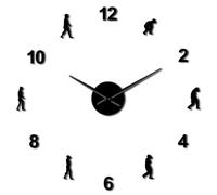 Reloj de pared 3D de la Teoría de la Evolución Humana sin marco, autoadhesivo, superficie de espejos acrílicos, agujas grandes, reloj (negro, 47 pulgadas)