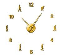 Reloj de pared 3D de la Teoría de la Evolución Humana sin marco, simple autoadhesivo, espejos acrílicos, agujas grandes (dorado, 47 pulgadas)