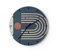 Reloj de Pared 40x40cm Reloj de Vidrio Abstracción Estadio Moderno Silencioso