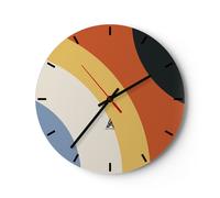 Reloj de Pared 40x40cm Reloj de Vidrio Abstracción Los Colores Radio Silencioso