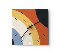 Reloj de Pared 40x40cm Reloj de Vidrio Abstracción Los Colores Radio Silencioso