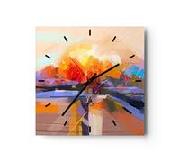 Reloj de Pared 40x40cm Reloj de Vidrio abstracción moderna Silencioso Decorativo
