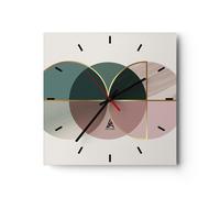 Reloj de Pared 40x40cm Reloj de Vidrio Abstracción Ruedas Minimalismo Silencioso