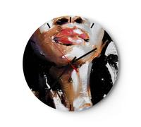 Reloj de Pared 40x40cm Reloj de Vidrio Aceite Boca Mujer Silencioso Decorativo