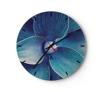 Reloj de Pared 40x40cm Reloj de Vidrio Agave Azul Flor Silencioso Decorativo