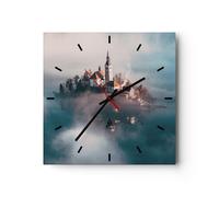 Reloj de Pared 40x40cm Reloj de Vidrio Alpes Bled Iglesia Silencioso Decorativo