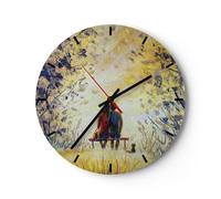 Reloj de Pared 40x40cm Reloj de Vidrio Amantes En Banco Silencioso Decorativo