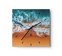 Reloj de Pared 40x40cm Reloj de Vidrio Arena Agua Playa Silencioso Decorativo