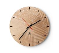Reloj de Pared 40x40cm Reloj de Vidrio Arena Sombra Hojas Silencioso Decorativo