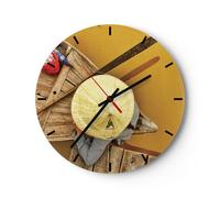Reloj de Pared 40x40cm Reloj de Vidrio Asiático Barco Puente Silencioso