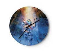 Reloj de Pared 40x40cm Reloj de Vidrio Astronauta Luz Cosmos Silencioso
