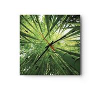 Reloj de Pared 40x40cm Reloj de Vidrio Bambú Selva Verde Silencioso Decorativo