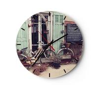 Reloj de Pared 40x40cm Reloj de Vidrio Bicicletas Vintage Vivienda Silencioso