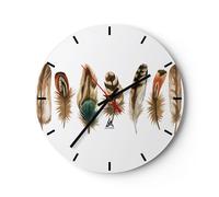 Reloj de Pared 40x40cm Reloj de Vidrio Blanco Fondo Plumas Silencioso Decorativo