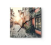 Reloj de Pared 40x40cm Reloj de Vidrio calle casa gente Silencioso Decorativo