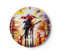 Reloj de Pared 40x40cm Reloj de Vidrio caminar amantes Silencioso Decorativo