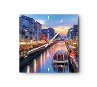 Reloj de Pared 40x40cm Reloj de Vidrio Canal Grande Tarde Silencioso Decorativo
