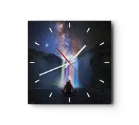 Reloj de Pared 40x40cm Reloj de Vidrio Cascada Las Estrellas Meditación