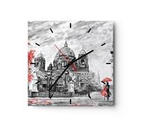 Reloj de Pared 40x40cm Reloj de Vidrio Catedral Berlín Amantes Silencioso