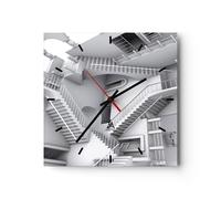 Reloj de Pared 40x40cm Reloj de Vidrio Ciencia Ilusión Escaleras Silencioso