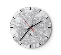 Reloj de Pared 40x40cm Reloj de Vidrio Ciudad Mapa Berlín Silencioso Decorativo