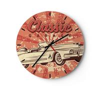 Reloj de Pared 40x40cm Reloj de Vidrio coche clásico Silencioso Decorativo