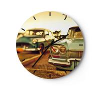 Reloj de Pared 40x40cm Reloj de Vidrio coche cuba clásico Silencioso Decorativo