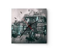 Reloj de Pared 40x40cm Reloj de Vidrio coche retro Silencioso Decorativo