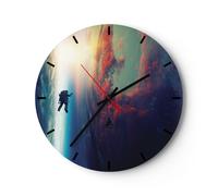 Reloj de Pared 40x40cm Reloj de Vidrio Cosmos astronauta planeta Silencioso
