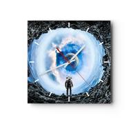 Reloj de Pared 40x40cm Reloj de Vidrio cosmos planeta Silencioso Decorativo