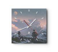 Reloj de Pared 40x40cm Reloj de Vidrio cosmos planeta Silencioso Decorativo