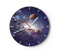 Reloj de Pared 40x40cm Reloj de Vidrio Cosmos Planetas Las Estrellas Silencioso