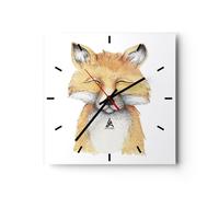 Reloj de Pared 40x40cm Reloj de Vidrio Dibujos animados Zorro Niño Silencioso