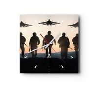 Reloj de Pared 40x40cm Reloj de Vidrio ejército militaria Silencioso Decorativo
