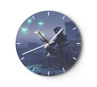 Reloj de Pared 40x40cm Reloj de Vidrio fantasía criatura Silencioso Decorativo
